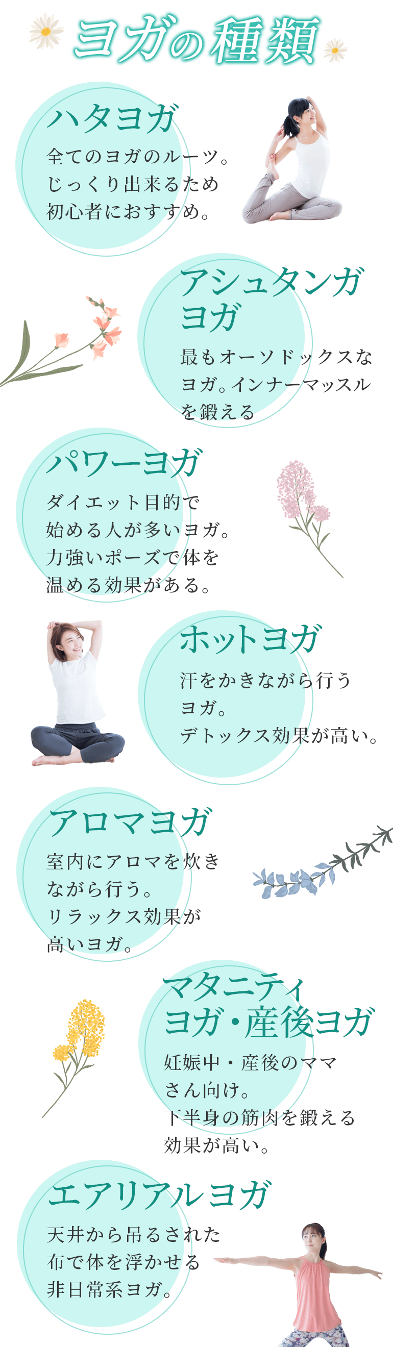 代表的なヨガの種類
