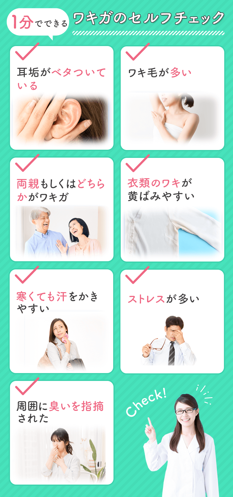 ワキガのセルフチェックシート