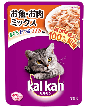 パウチ 成猫用 お魚・お肉ミックス まぐろ・かつお・ささみ入り