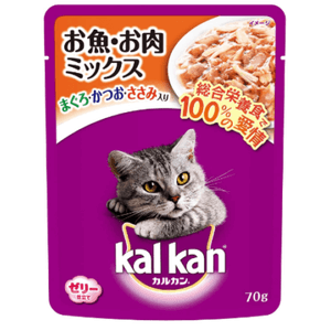 パウチ 成猫用 お魚・お肉ミックス まぐろ・かつお・ささみ入り