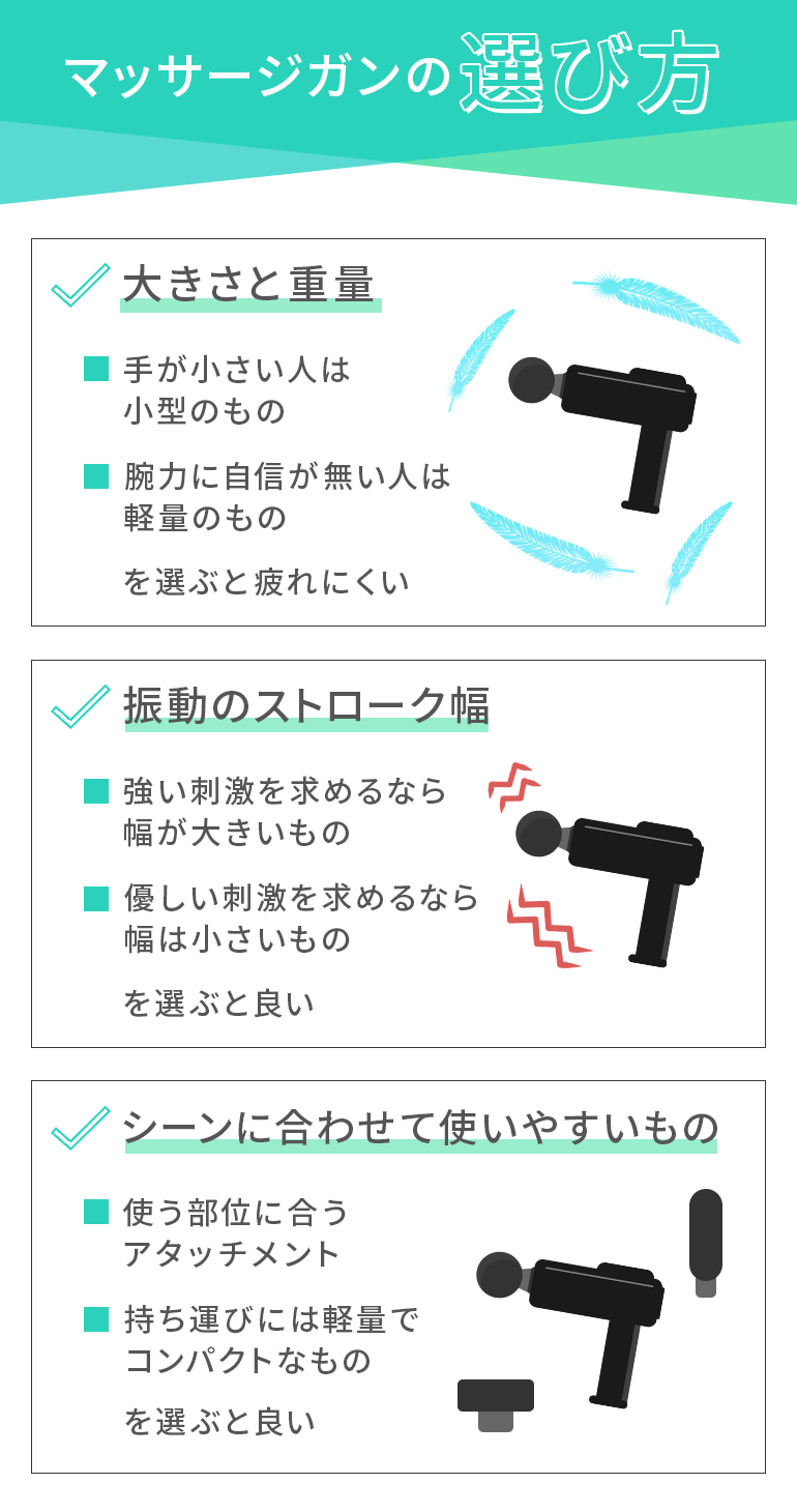 マッサージガンを選ぶ4つのポイント